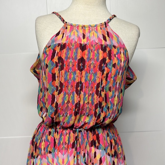 Jessica Simpson Pink Colorful Patterned  High Neck Mini Sundress Size Small - Picture 3 of 11